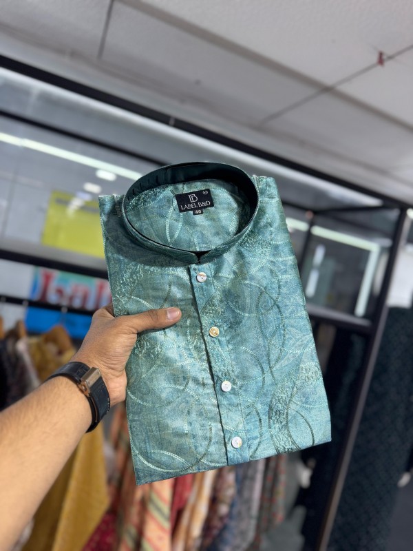 Soft Cotton Kurta set in Turquoise Blue Color with Digital Print & Embroidery work 