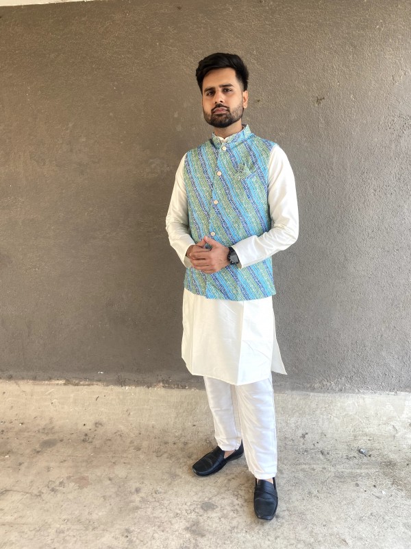 Rayon Viscose Silk Readymade Koti Kurta in Off White Color With Embroidery work 