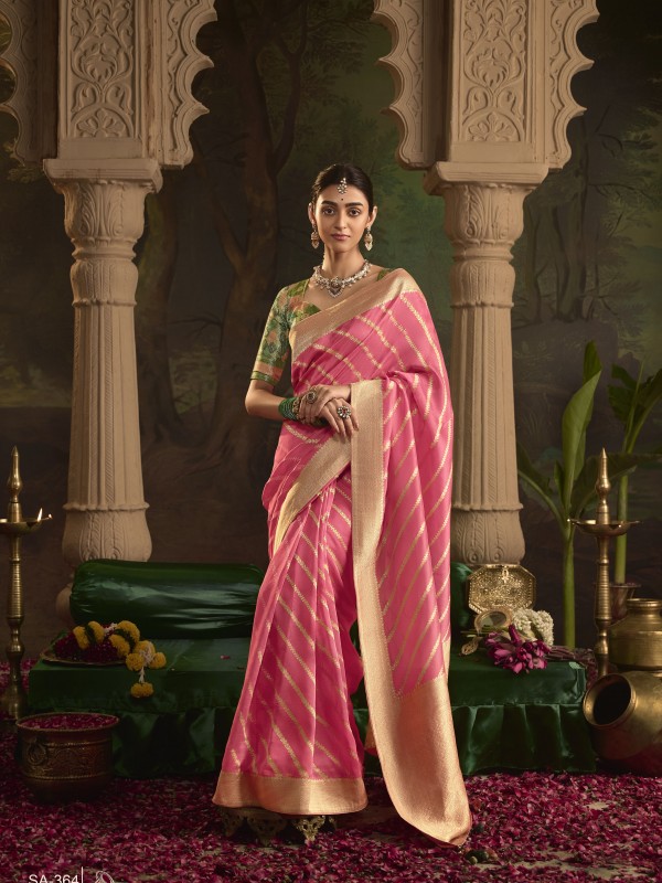 Pure Crape Dola Silk Wedding Wear Pink Color 