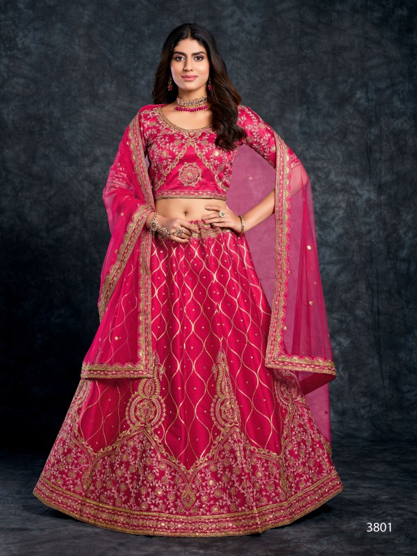 Italian Silk  Fabrics Party Wear  Lehenga in Pink Color With Embroidery Work