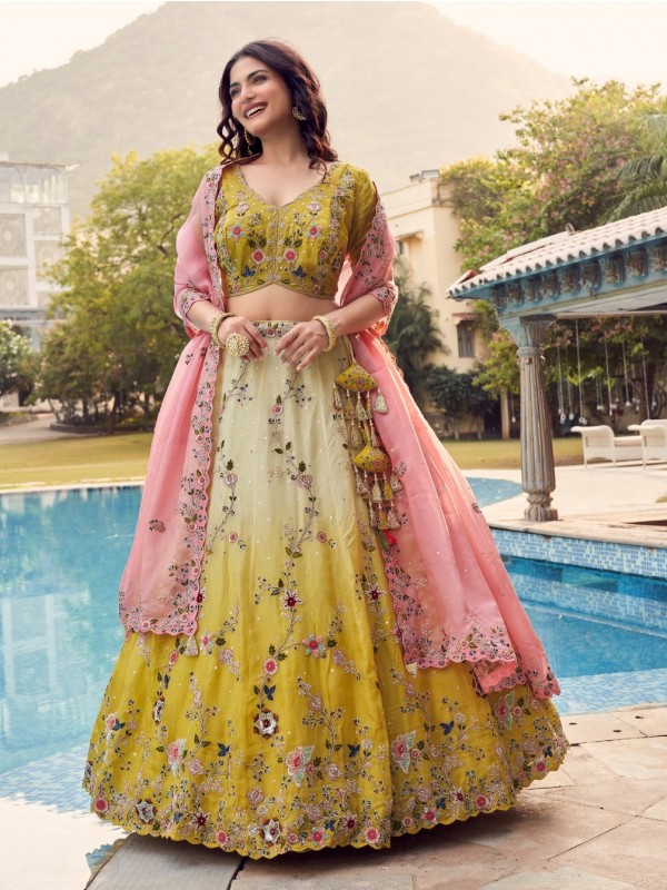 Pure Organza Party Wear Wear Lehenga In MultiColor With Embroidery Work 