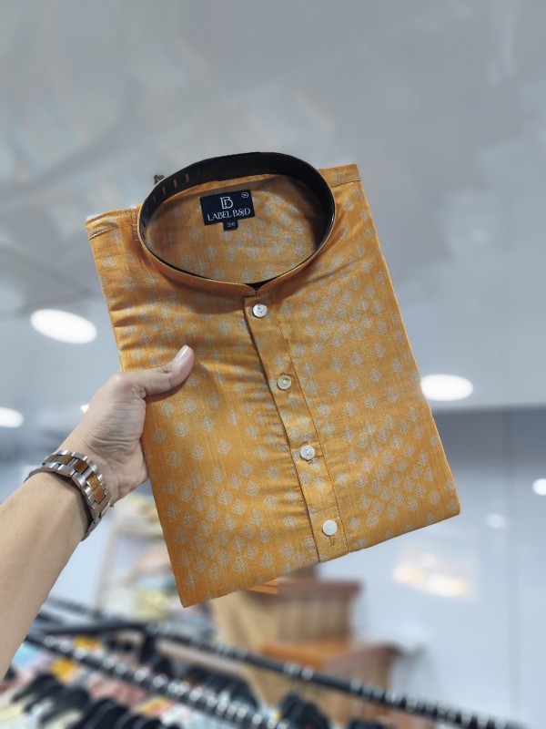 Soft Cotton Kurta set in Yellow Color with Digital Print 