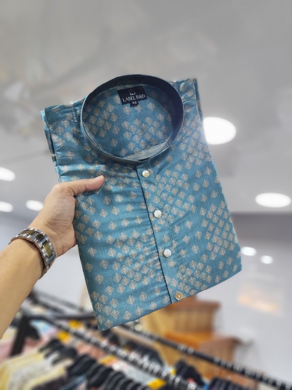Soft Cotton Kurta set in Sky Blue Color with Digital Print 