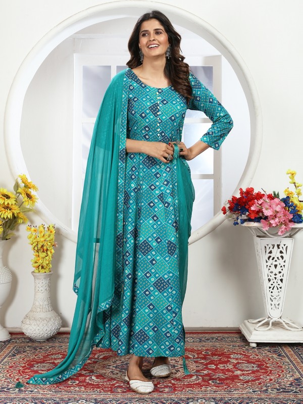 Rayon Silk Party Wear Salwar Suit in Sky Blue Color   