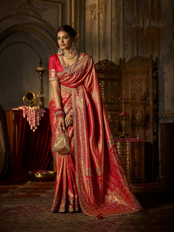 Kadwa Kasab Silk Party wear Saree In Rani Pink Color with Embroidery Work 