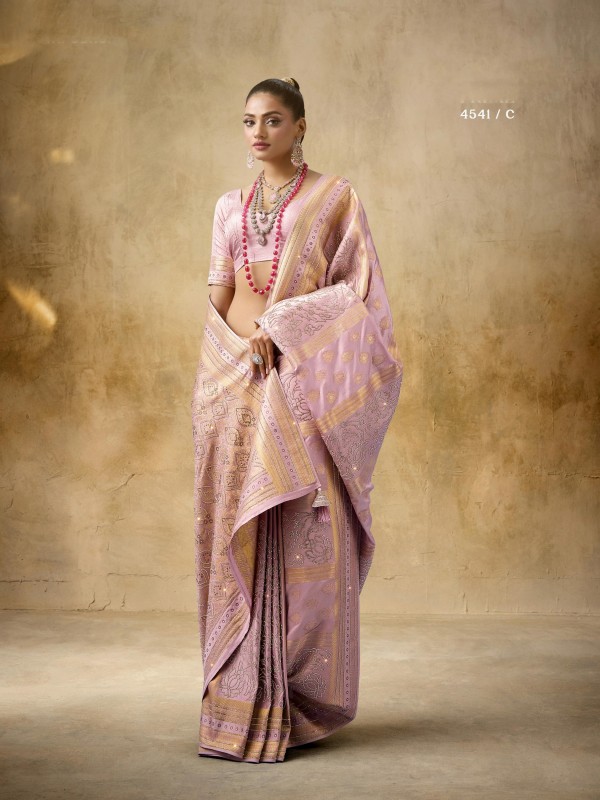 Kadwa Kasab Silk Party wear Saree In Pink Color with Swaroskvi Work 