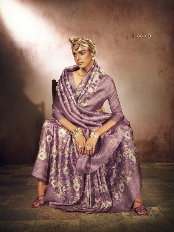 Pure Silk Party wear Saree In Light Purple Color  