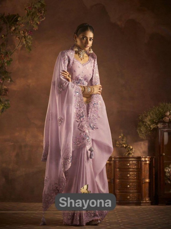 Fancy Silk Fabric Party wear Saree In Light Pink Color with Embroidery Work 