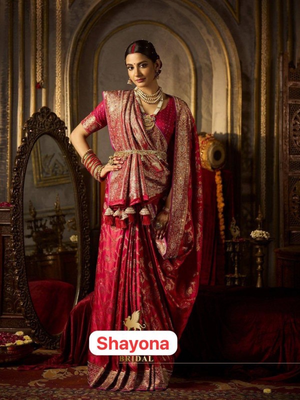 Kadwa Kasab Silk Party wear Saree In Red Color with Swaroskvi Work 