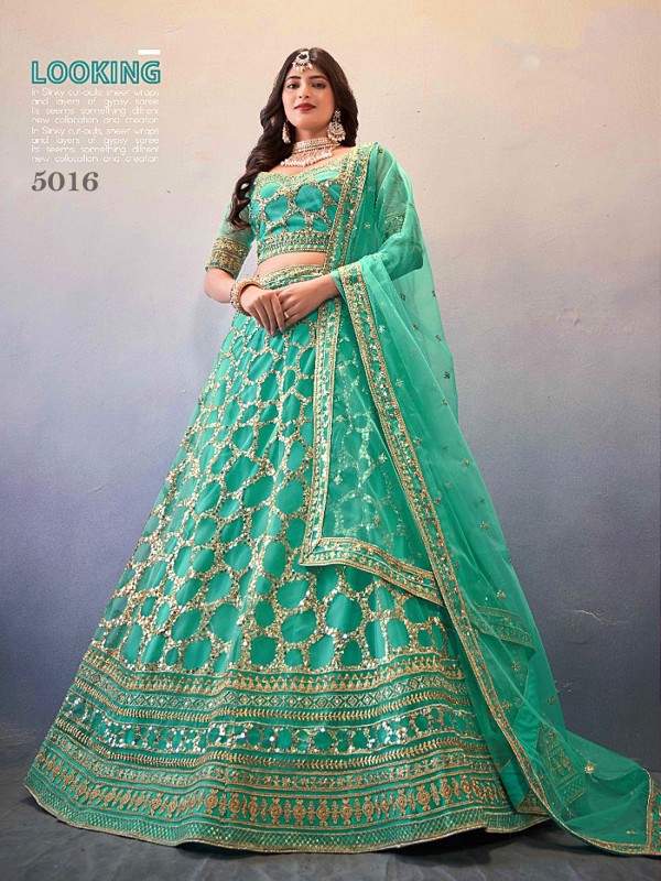 Soft Premium Net  Party Wear Wear Lehenga In Turquoise Color With Embroidery Work 