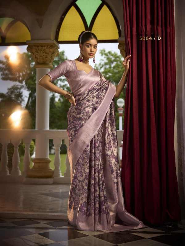 Pure Silk Party wear Saree In Light Purple Color  