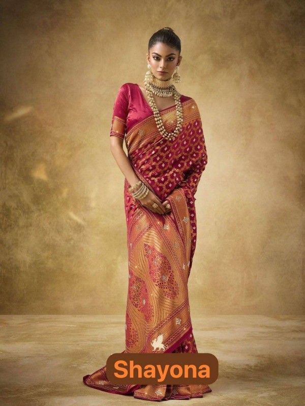 Fancy Silk Fabric Party wear Saree In Pink Color with Swaroskvi Work 