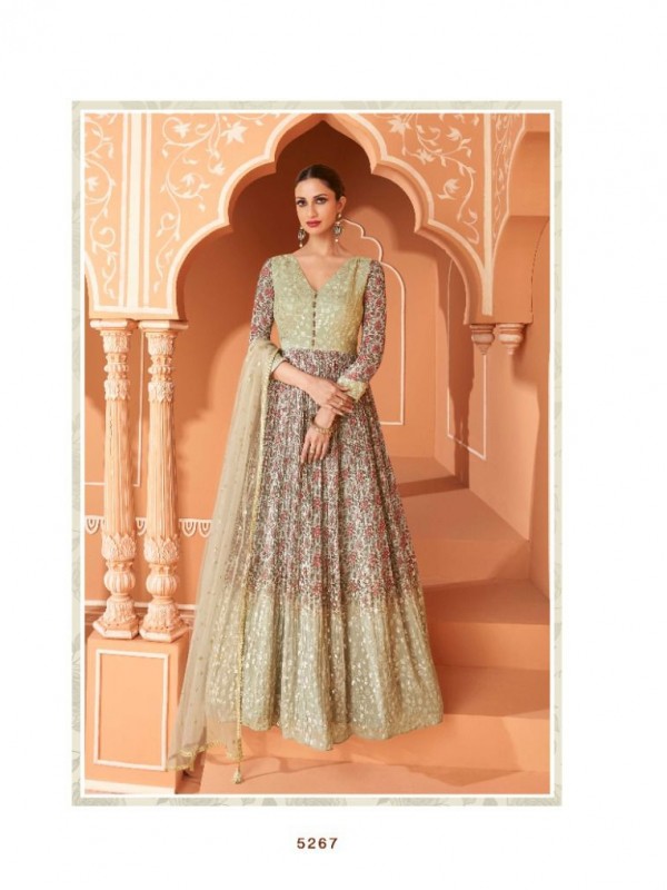 Georgette  Party Wear Gown Multi Color with  Embroidery Work