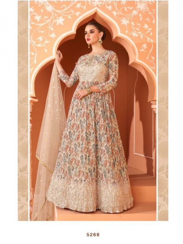 Georgette  Party Wear Gown Multi Color with  Embroidery Work