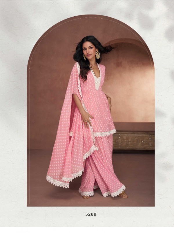 Premium Viscose Silk  Party Wear Sharara In Pink With Embroidery Work 