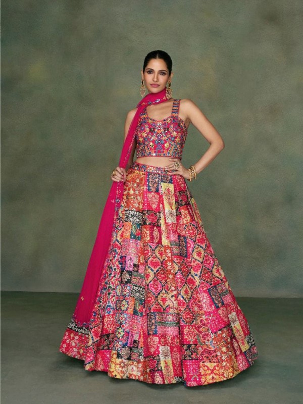 Pure Silk Party Wear Wear Lehenga In Pink color With Embroidery Work 