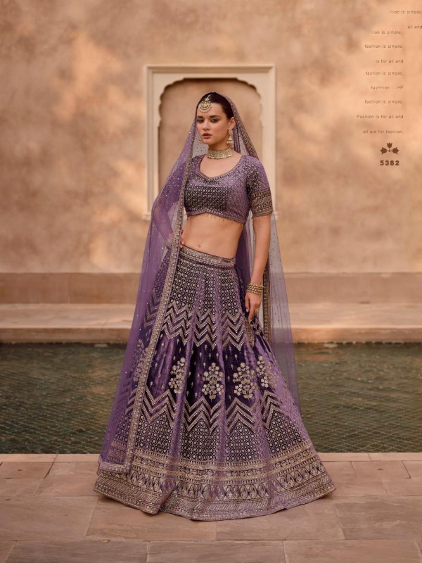 Pure Viscose Party Wear Lehenga In Purple Color  With Embroidery Work