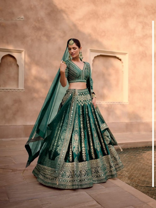 Pure Viscose Party Wear Lehenga In Teal Green Color  With Embroidery Work
