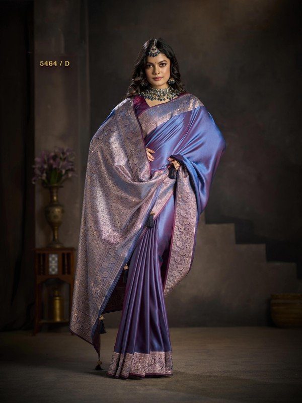 Pure Silk Party wear Saree In Blue Color with Swaroskvi Work 