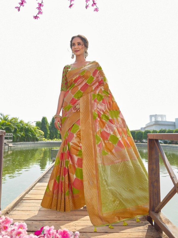 Silk Saree Multi Color With Embroidery Work