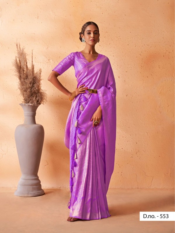 Kanjivaram Silk  Saree Purple Color With Weaving Work