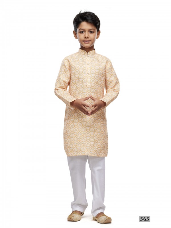 Cotton Silk Readymade Kurta in Yellow Color Digital Print work 