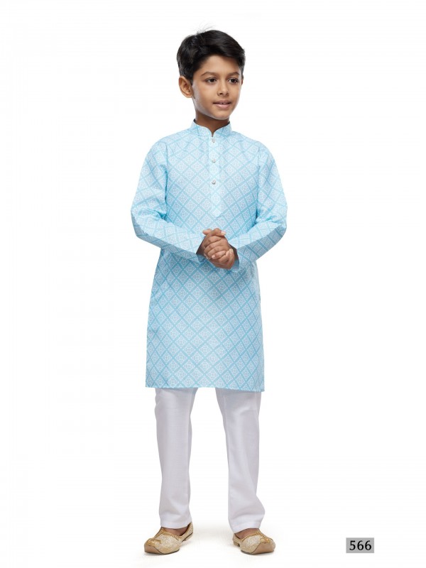 Cotton Silk Readymade Kurta in Blue Color Digital Print work 