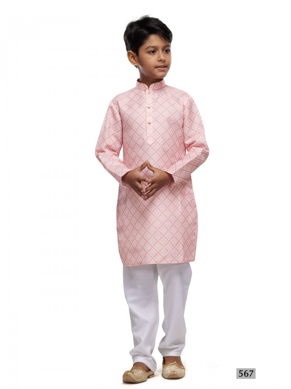 Cotton Silk Readymade Kurta in Peach Color Digital Print work 
