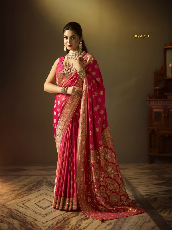 Pure Silk Party wear Saree In Red Color with Swaroskvi Work 