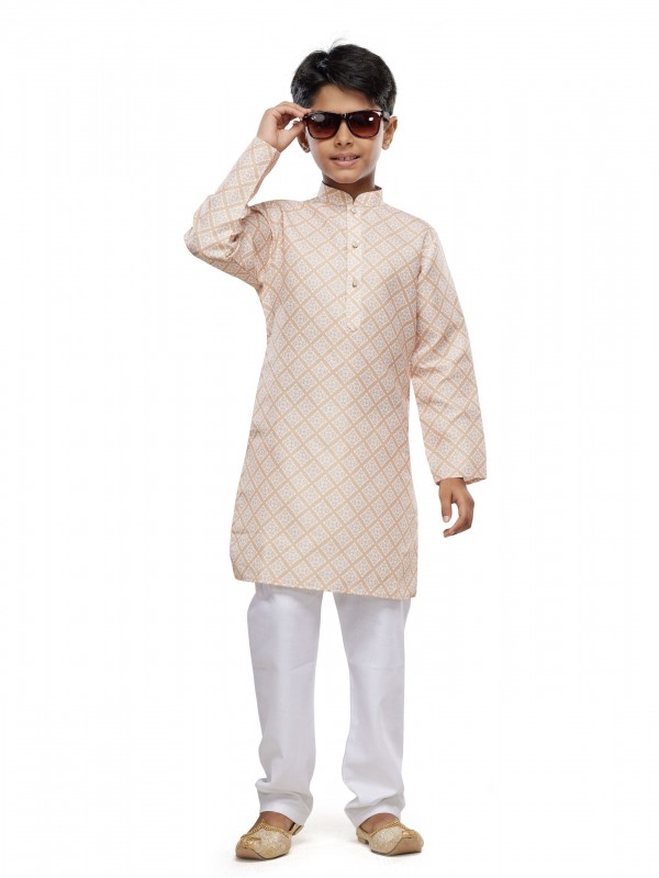 Cotton Silk Readymade Kurta in Yellow Color Digital Print work 