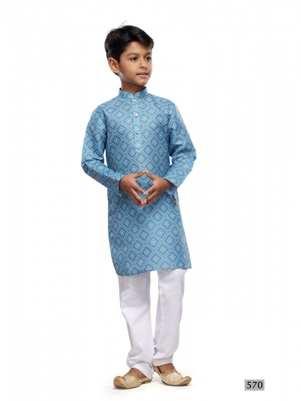 Cotton Silk Readymade Kurta in Blue Color Digital Print work 