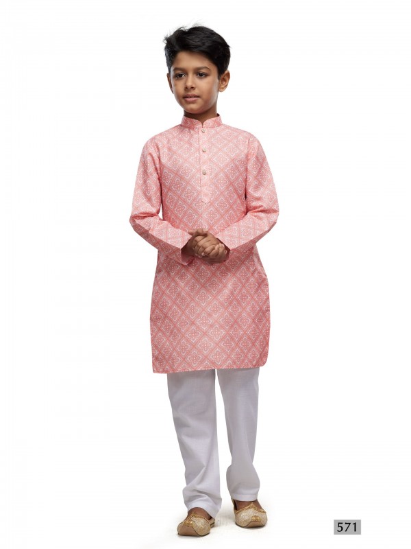 Cotton Silk Readymade Kurta in Peach Color Digital Print work 