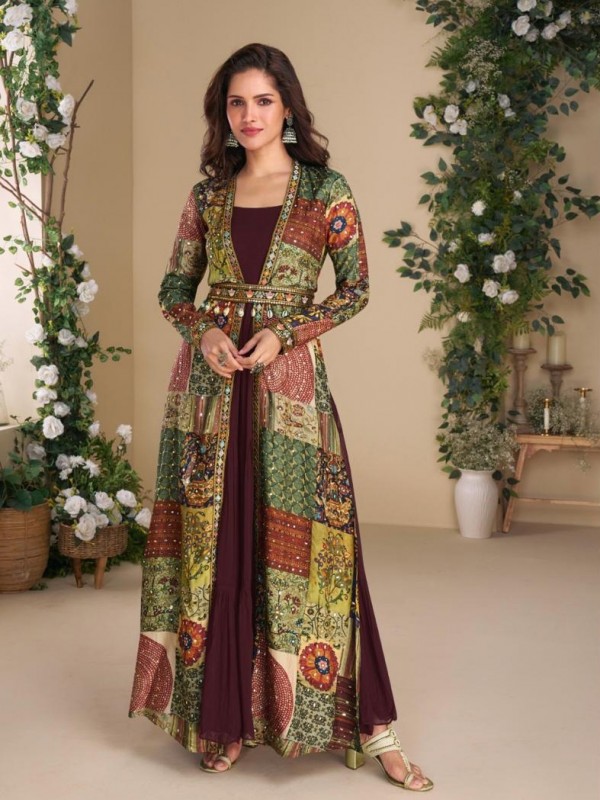 Real Georgette Silk Party Wear 3 pcs In Burgundy Color with Embroidery Work