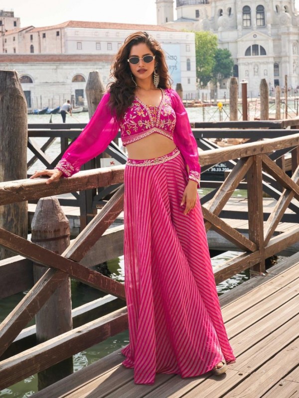 Pure Viscose Jacquard Silk  Silk Party Wear 3 pcs In Pink Color with Embroidery Work
