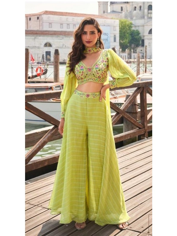 Pure Viscose Jacquard Silk  Silk Party Wear 3 pcs In Yellow Color with Embroidery Work