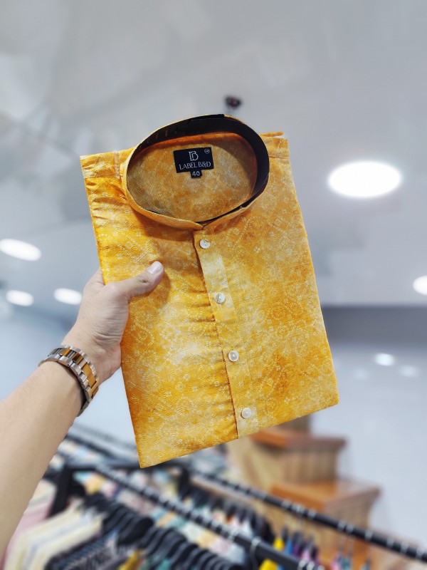 Soft Cotton Kurta set in Yellow  Color with Digital Print & Embroidery Work