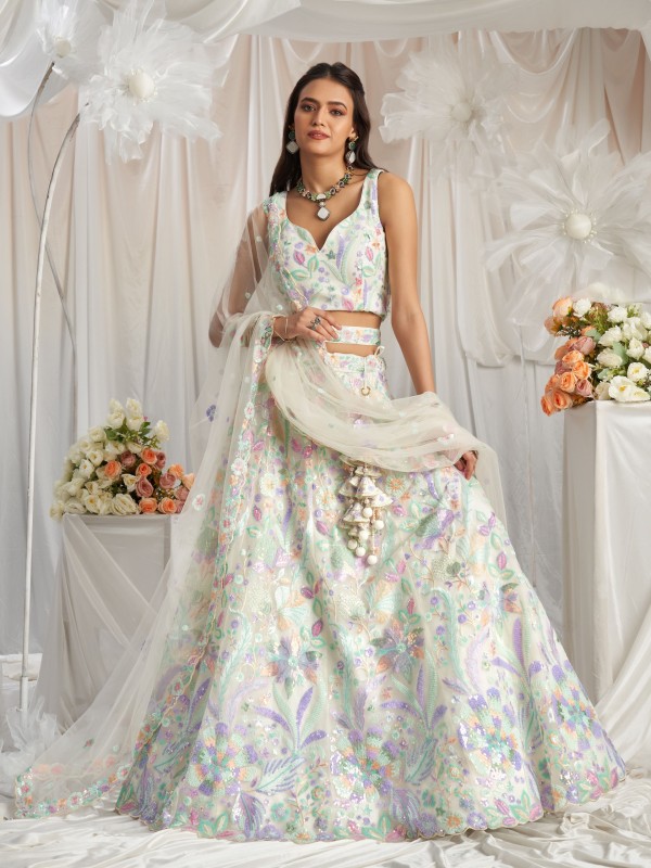 Soft Premium fabric Lehenga Cream Color Lehenga With Embroidery Work & Sequence Work    