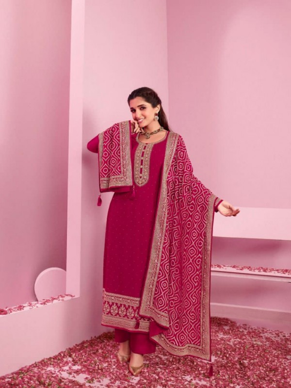  Georgette  Party Wear  Suit  in Pink Color with  Embroidery Work