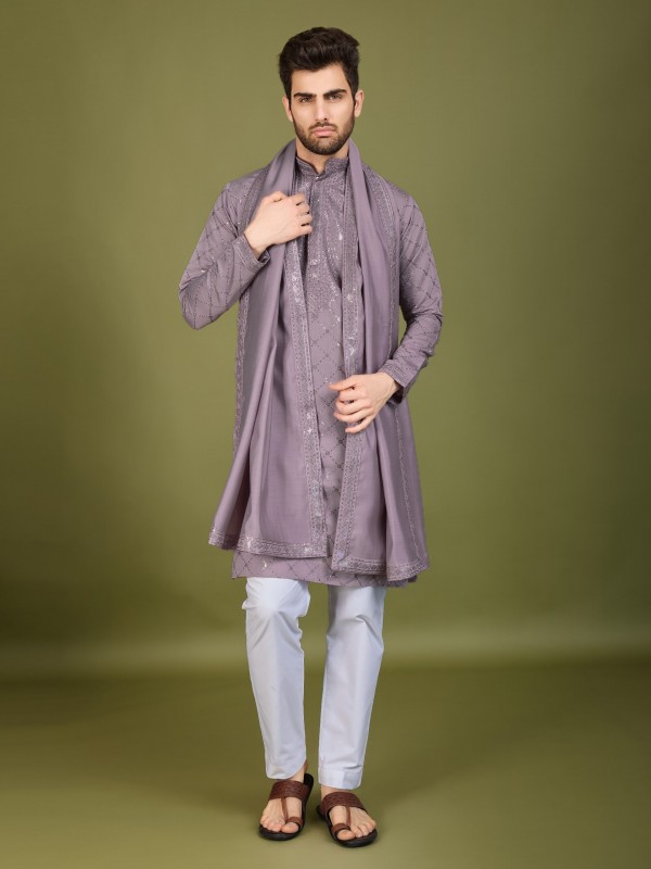 Viscose Silk Readymade Kurta in Dusty Peach Color With Embroidery work 