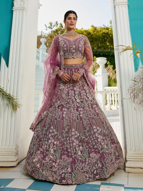 Soft Premium Net Fabric Lehenga In Lavender Color With Embroidery & Sequence Work    