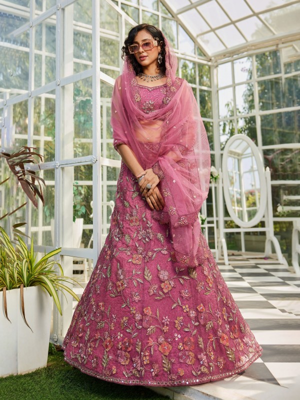 Soft Premium Net Fabric Lehenga In Pink Color With Embroidery & Sequence Work    