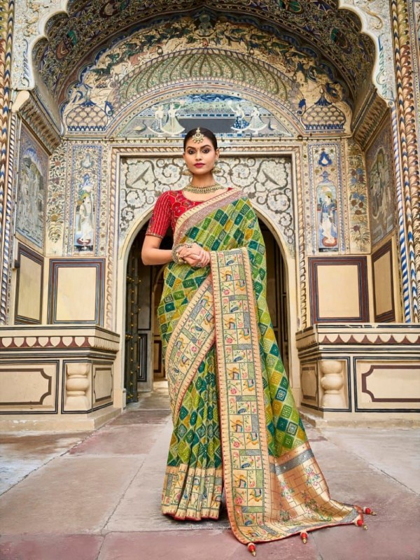 Banarasi Silk   Saree Multi Color With Embroidery Work