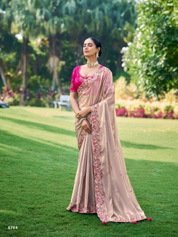 Pure  Silk Saree In Beige Color With Embroidery Work