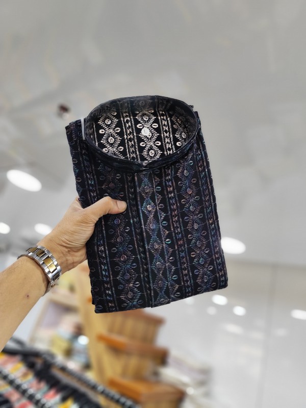 Pure Viscose Reyon Fabric Kurta set in Blue Color with Chicken Embroidery work
