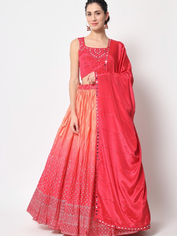 Chinon Silk Fabrics Party Wear Lehenga in Pink Color With Embroidery  