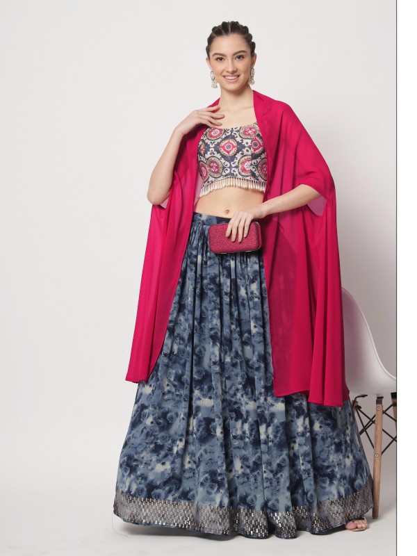 Chinon Silk  Party Wear Lehenga In Multicolor With Embroidery Work