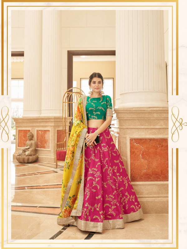 Silk Fabrics Party Wear Lehenga in Multi Color With Embroidery Work