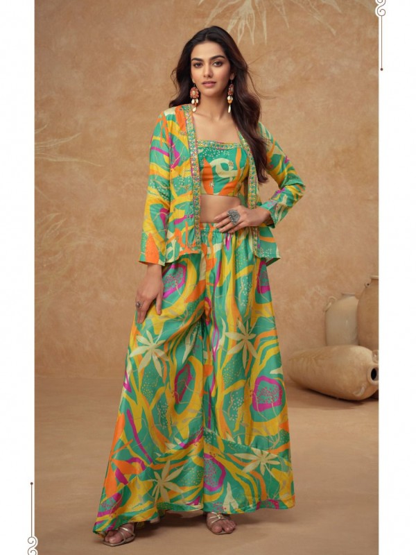 Pure Chinon Silk Party Wear 3 pcs In Multi Color with Embroidery Work