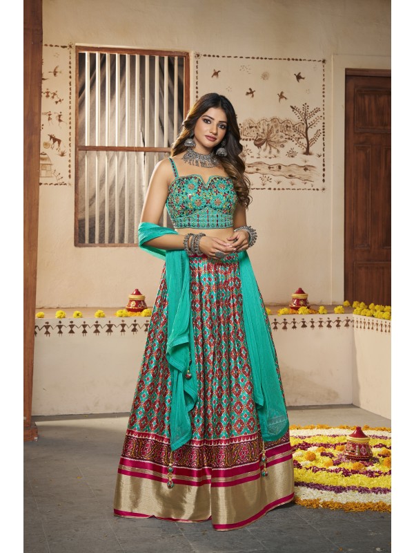  Silk Party Wear Lehenga In Multi Color  With Embroidery Work