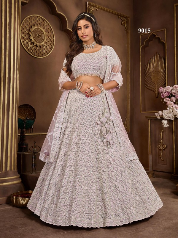 Soft Premium Net Fabric Wedding Wear Lehenga In Purple Color With Embroidery Work
